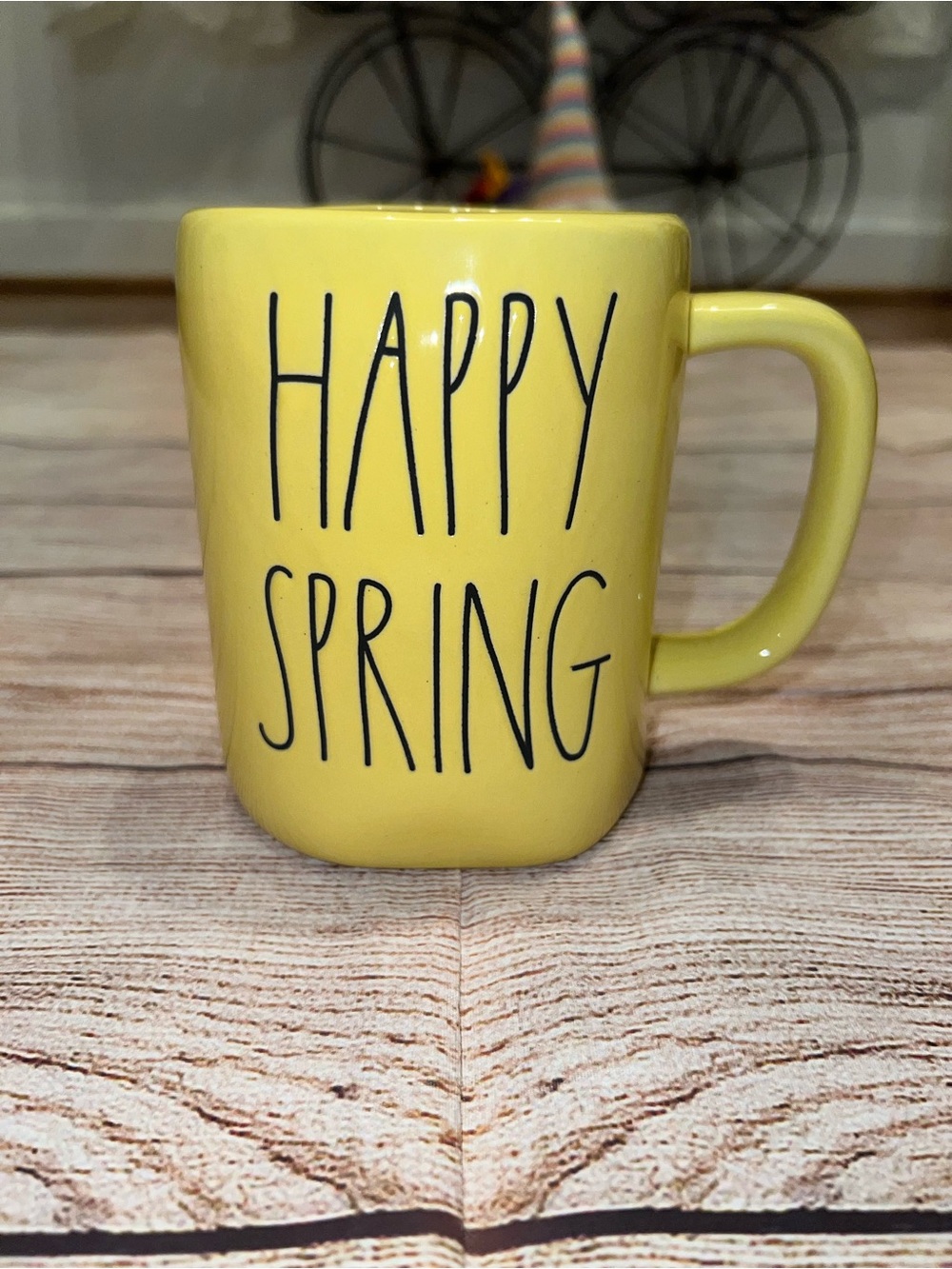NWT Rae Dunn Yellow "Happy Spring" Ceramic Mug